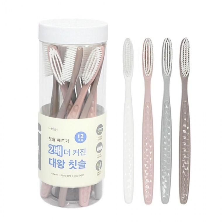 커브형 굴곡 2배 대왕 칫솔모 미세모 칫솔 12개입
