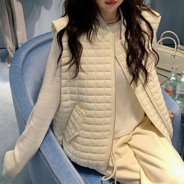 1269 베베퀼팅 허리밴딩 누빔조끼 여성경량 패딩조끼 경량조끼 패딩조끼 누빔조끼 퀼팅조끼 이너조끼