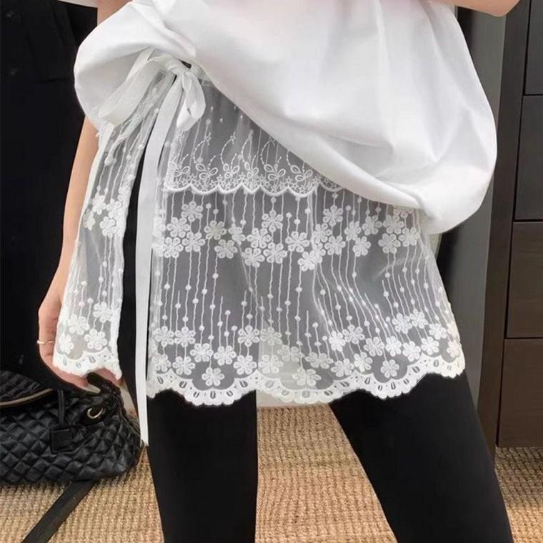 발레코어룩 안개꽃시스루랩스커트 레이어드룩 레이스