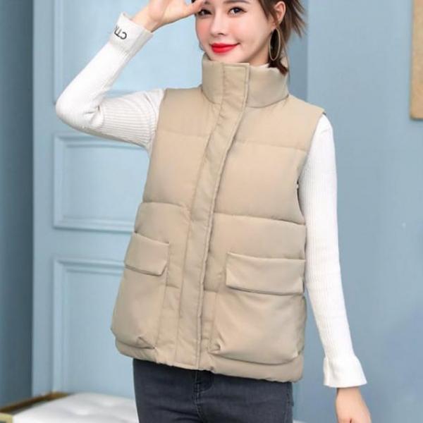 베스트 겨울 따듯한 하이넥 여성 데일리 패딩 베스트 베이직 트렌디 점퍼 데일리 여성 하이넥 초겨울 조끼