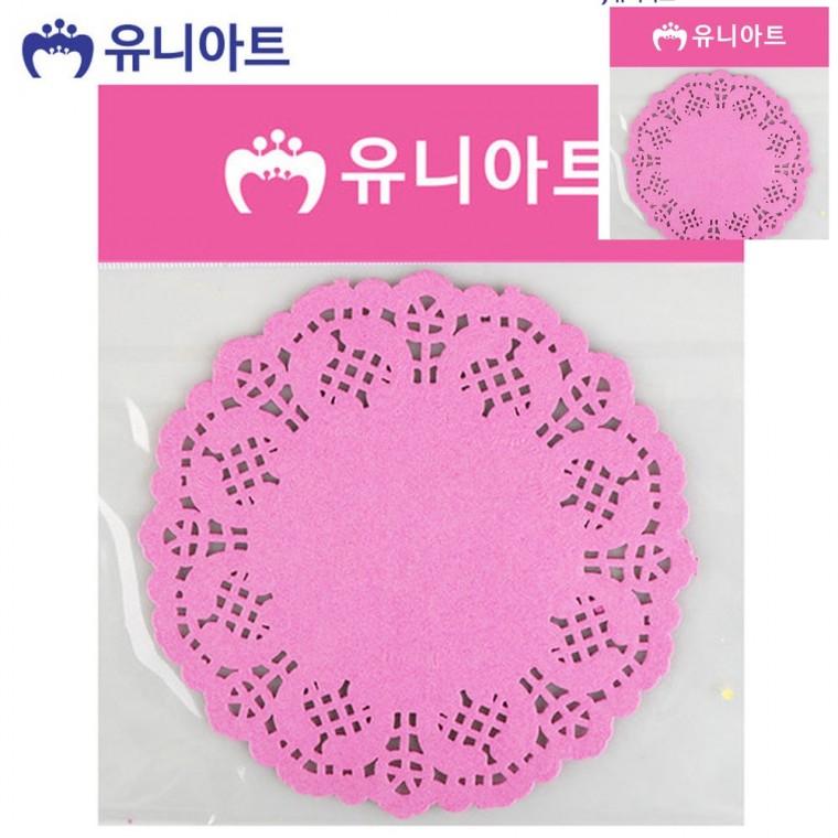 칼라 종이 레이스 중 진분홍 선물포장레이스 종이코스터 아동미술재료