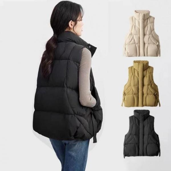 하이넥 데일리 볼륨 실루엣 베스트 점퍼 패딩 아우터 여성 베스트 조끼