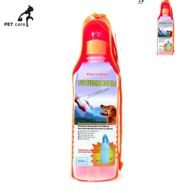 휴대용 물병 500ml 오렌지 강아지산책물통 반려견급수기 애견물병