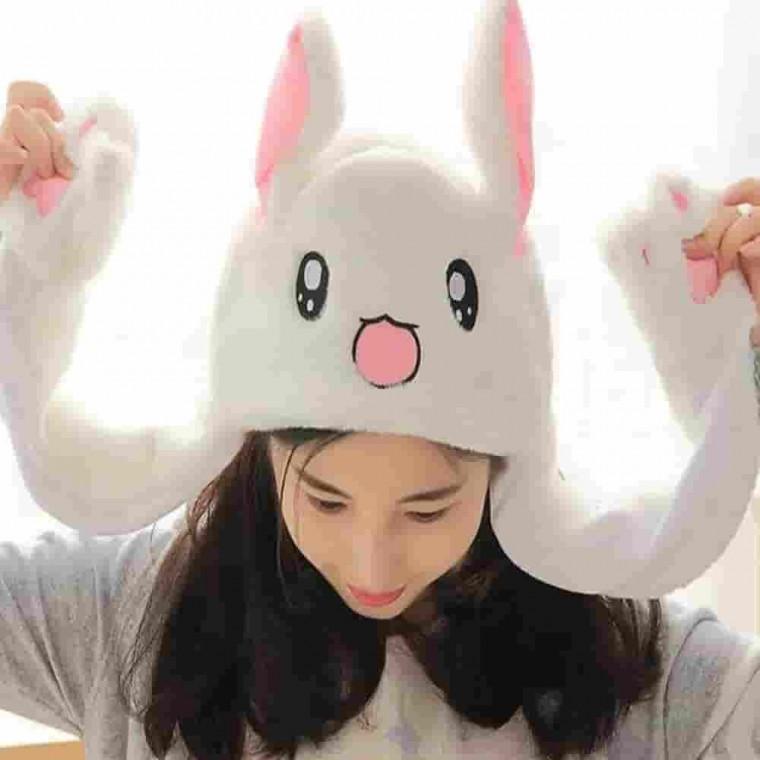 토끼모자 움직이는 귀달이 움직이는모자 귀여운모자 사진촬영소품 귀도리모자 귀마개모자