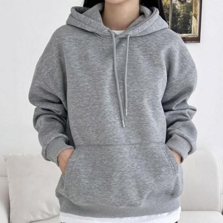 오버사이즈 기모 겨울 무지 루즈핏 티셔츠 후드 여성