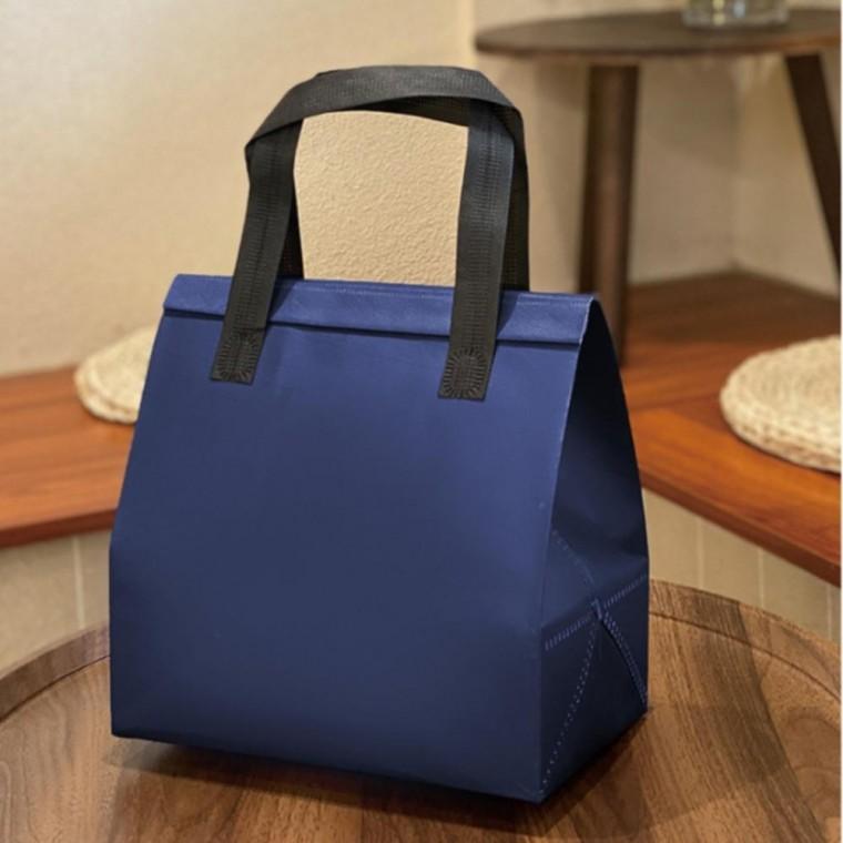 30x30 네이비 손잡이형 부직포 보냉백 도시락 포장 보냉 가방 봉투 배달 보온백 은박