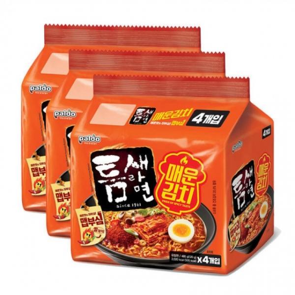 틈새라면 매운김치 4입 x 3팩 (총 12봉)