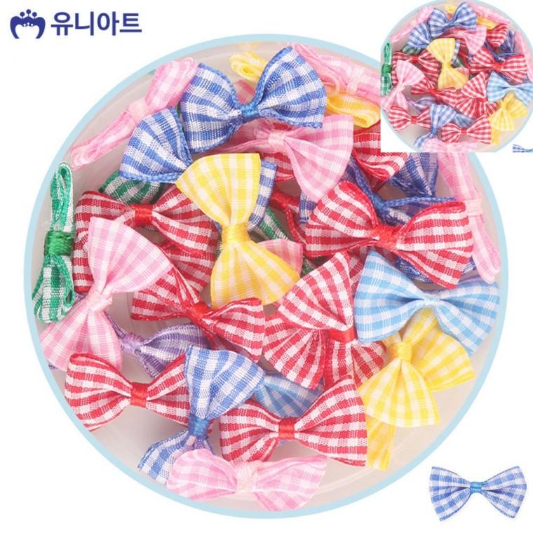 화분리본 공예부자재 공예리본 선물포장끈 포장타이 꼬마리본 체크 리본 대 1통