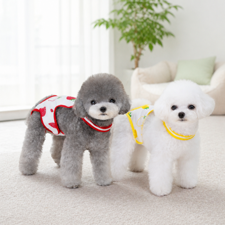 후르츠 패턴 반려견 중성화 환묘복 홀터넥 강아지 수술복 M
