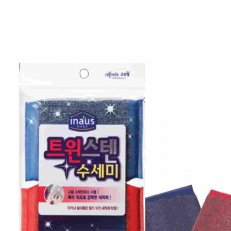 트윈스텐수세미 2매 후라이팬닦기 세차수세미 부드러운수세미 냄비수세미