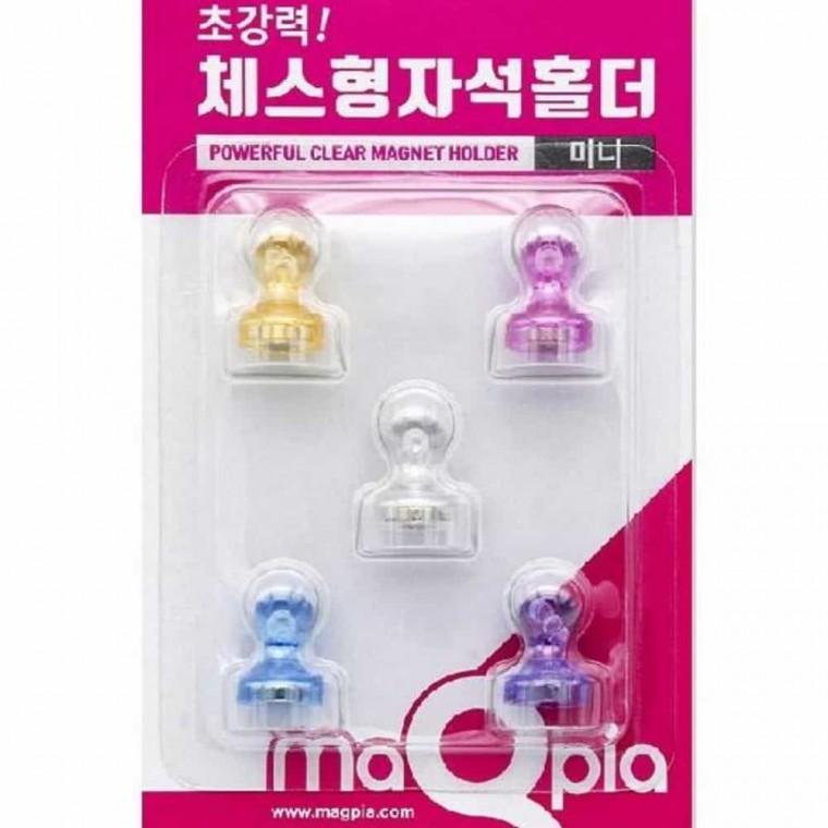 체스형 자석홀더 미니 12mm 5개입 마그넷클립 게시판자석 메모고정