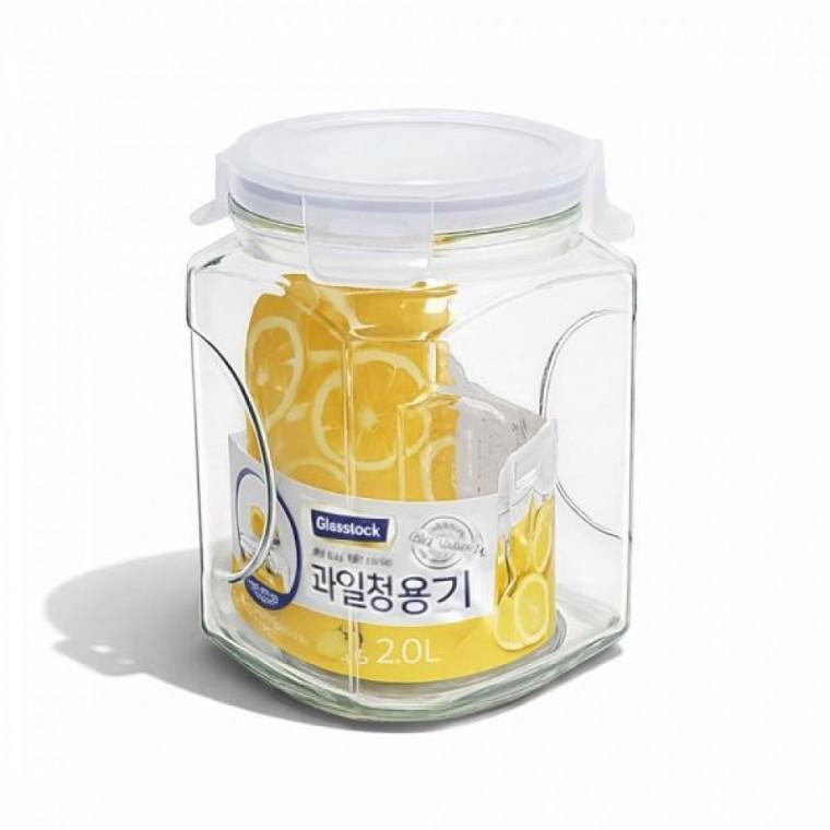 글라스락 용기 캐니스터 과일청 사각 2.0L