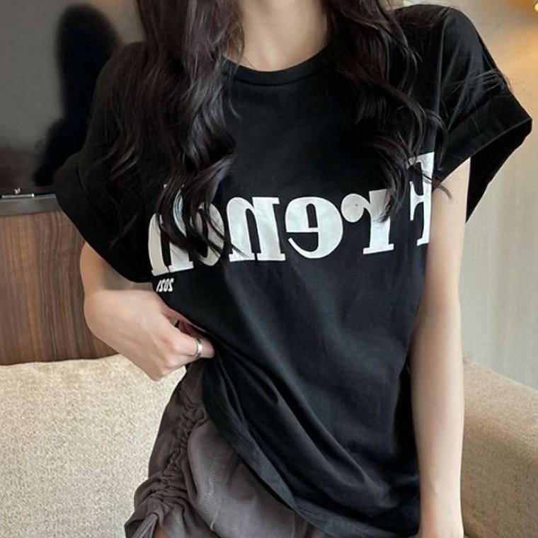 여성 여름 캐주얼 여리핏 캡소매 반팔 티셔츠