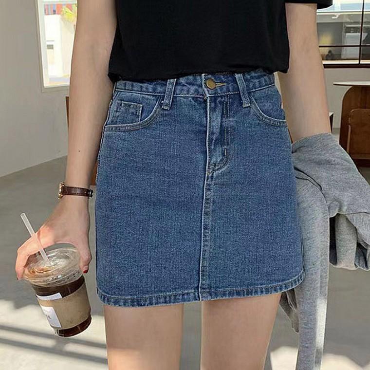 여자 캐주얼 코디 데님 A라인 미니 청치마 스커트