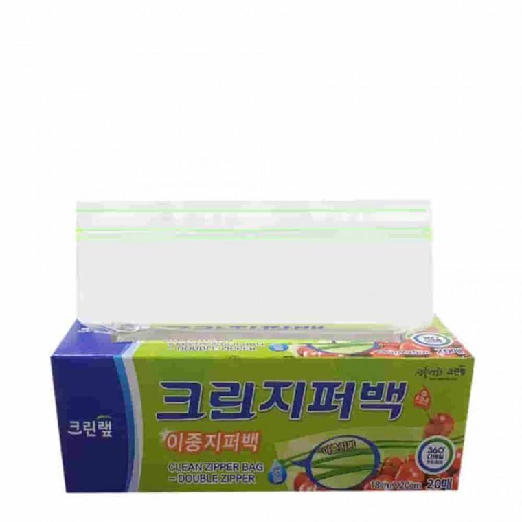 이중지퍼백 소형 18x20cm 20매 지퍼팩 비닐봉투 위생비닐봉투 지퍼포장지 위생지퍼백