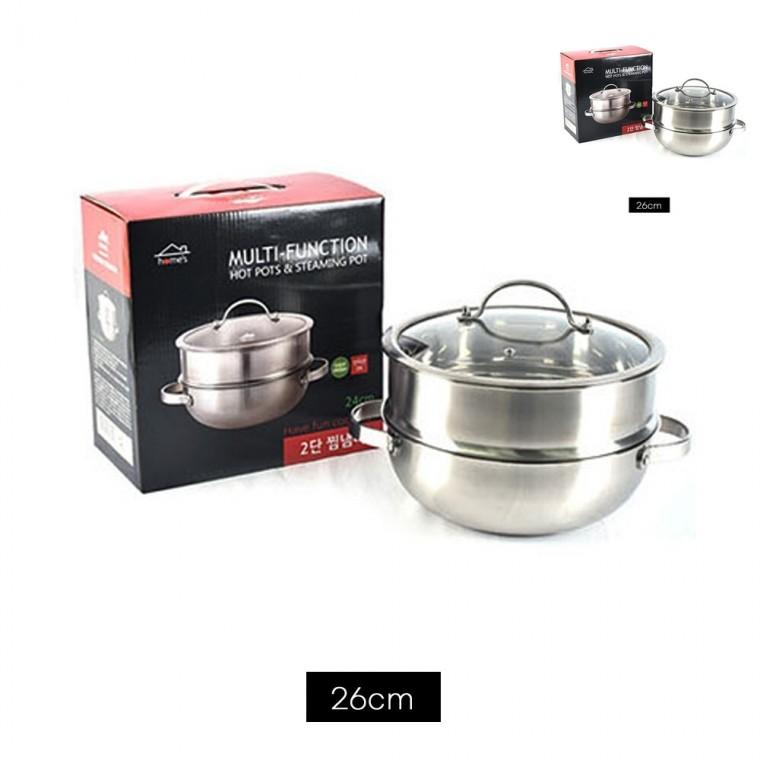 인덕션겸용 2단 스텐 찜기 26cm 대게찜솥 인덕션찜솥 멀티찜솥