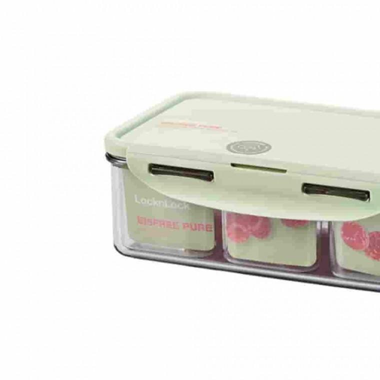 밀폐용기 직사각 3칸 1L 김치용기 투명반찬통 주방밀폐용기 플라스틱용기
