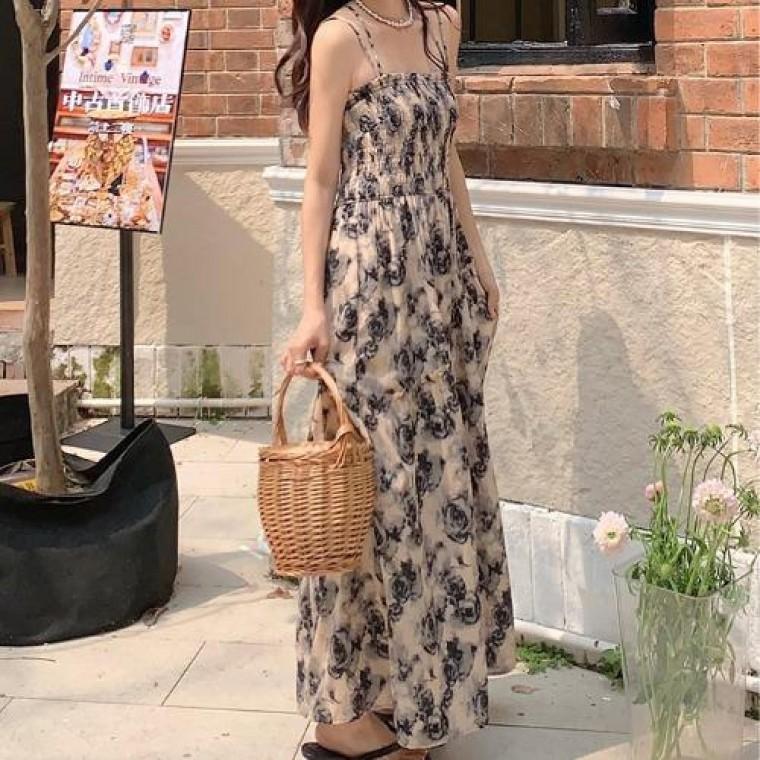 원피스 LLD108 원피스 여성 여름 나시 브이넥 사이즈 슬림 홀터넥 휴양지 S 바캉스 XL 여성 탑 패턴 원피스