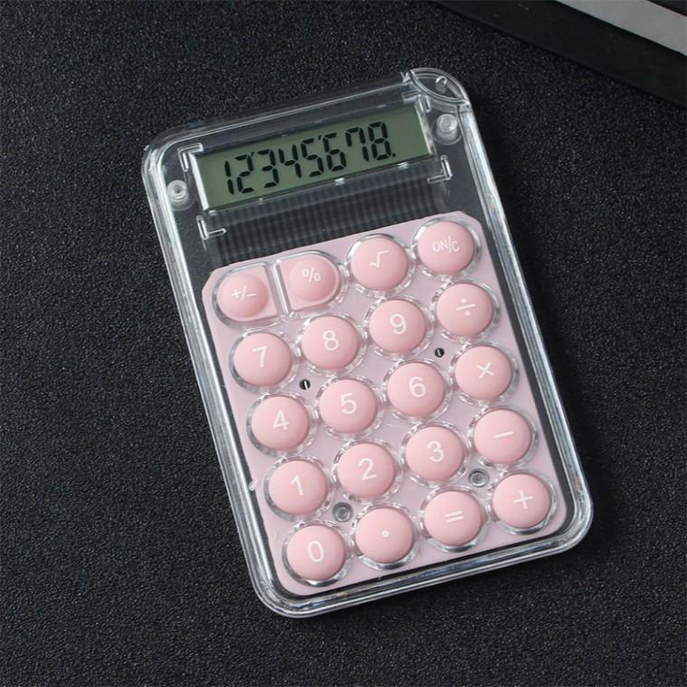 투명 미니 계산기 8자리 핑크 5.5x8.5cm 실리콘키패드계산기 휴대용전자계산기 사무용계산기