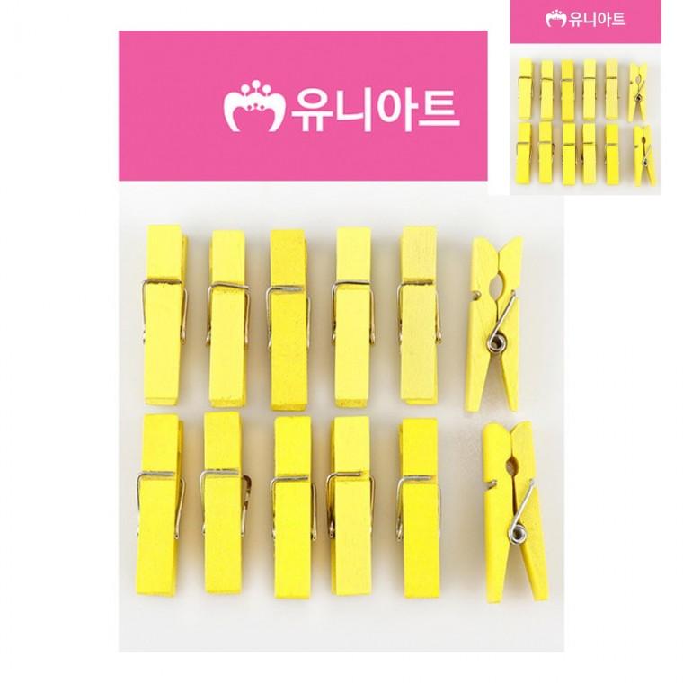 나무집게 중 노랑 행거집게 메모꽂이 엽서걸이