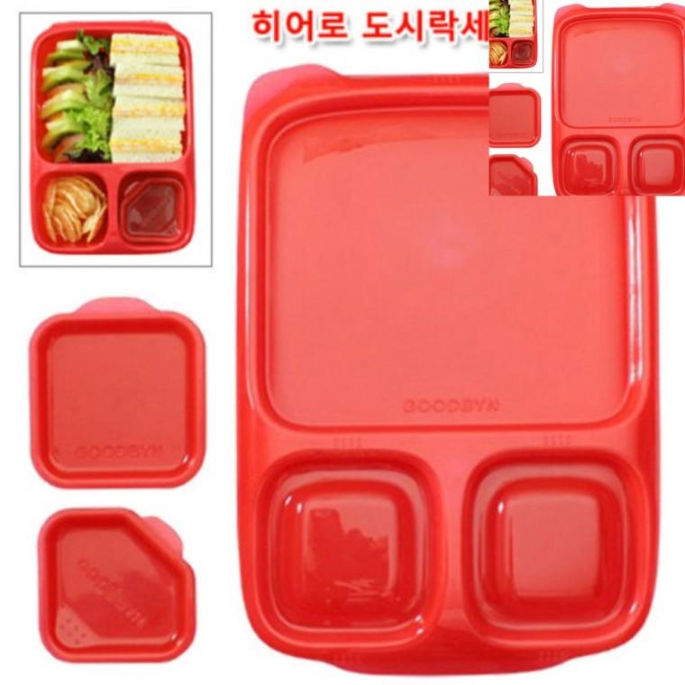 빈토 히어로 도시락세트 레드 간편도시락통 도시락용기 휴대런치박스
