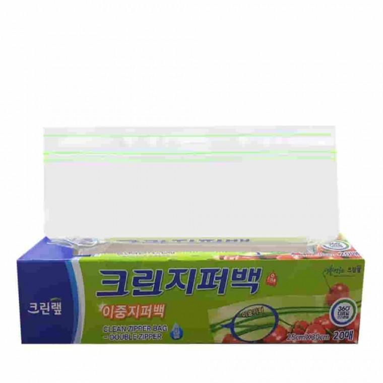 이중지퍼백 대형 25x30cm 20매 주방지퍼백 지퍼비닐 냉동지퍼백 비닐지퍼백 두꺼운지퍼백
