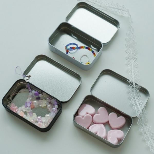 사각 틴케이스 철제 케이스 2size 3color [알루미늄 철 수납 굿즈 사탕 소품 카드 정리 깡통 보관함]