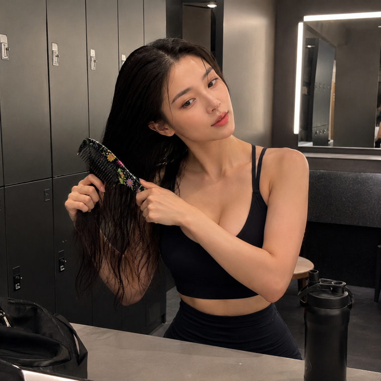 꽃무늬 뉴전사빗 넓은 머리빗