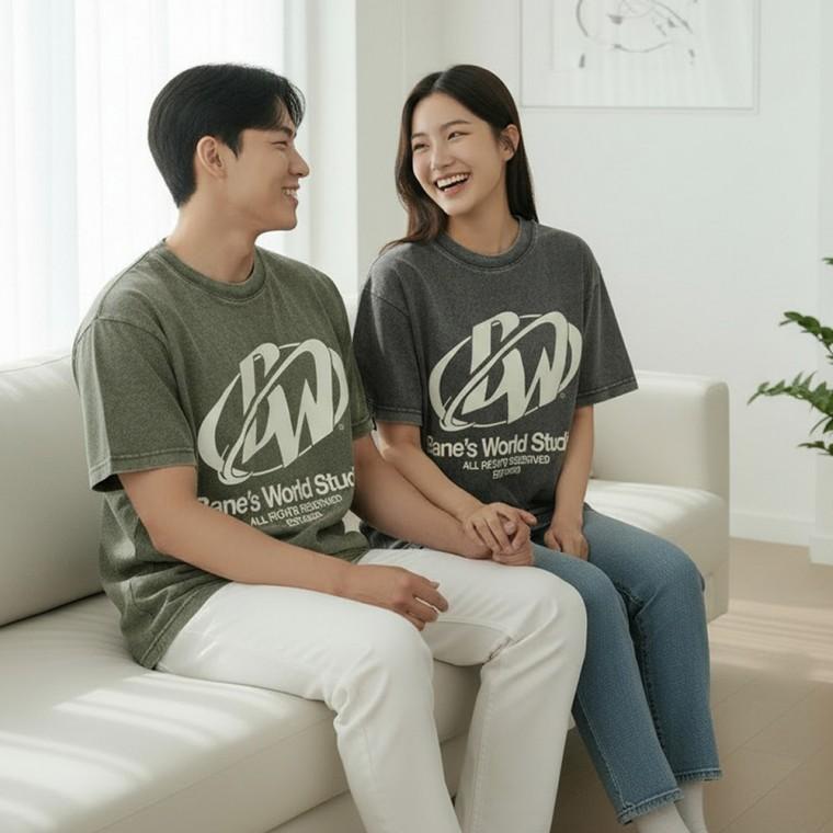 바네스 남녀 피그먼트 워싱 반팔 티셔츠 SD-262062