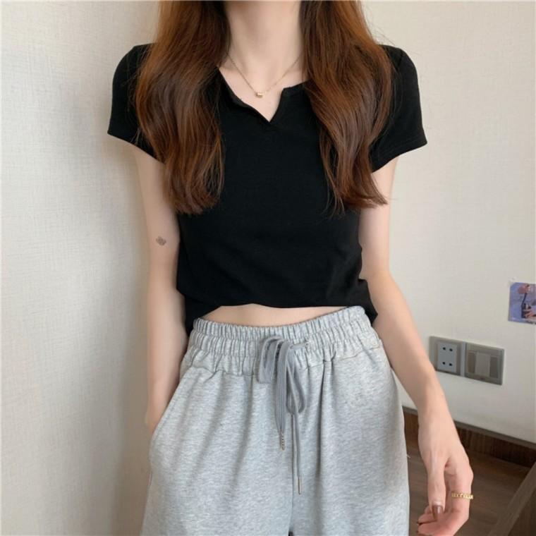 여성 슬림핏 브이트임 반팔티 UC-1008886