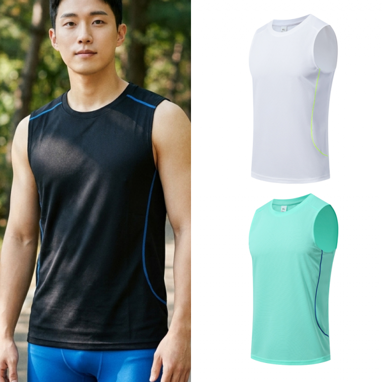 남성민소매 메쉬 러닝 싱글렛 나시 쿨론티 운동 나시티 여름 쿨 티셔츠