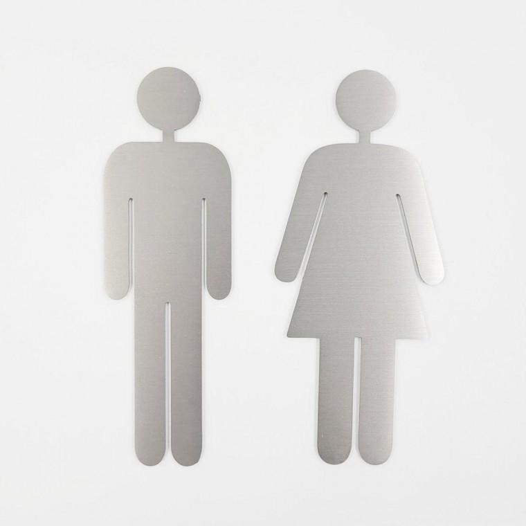메탈 남자 여자 마크 문패 화장실 안내 표지판 실버