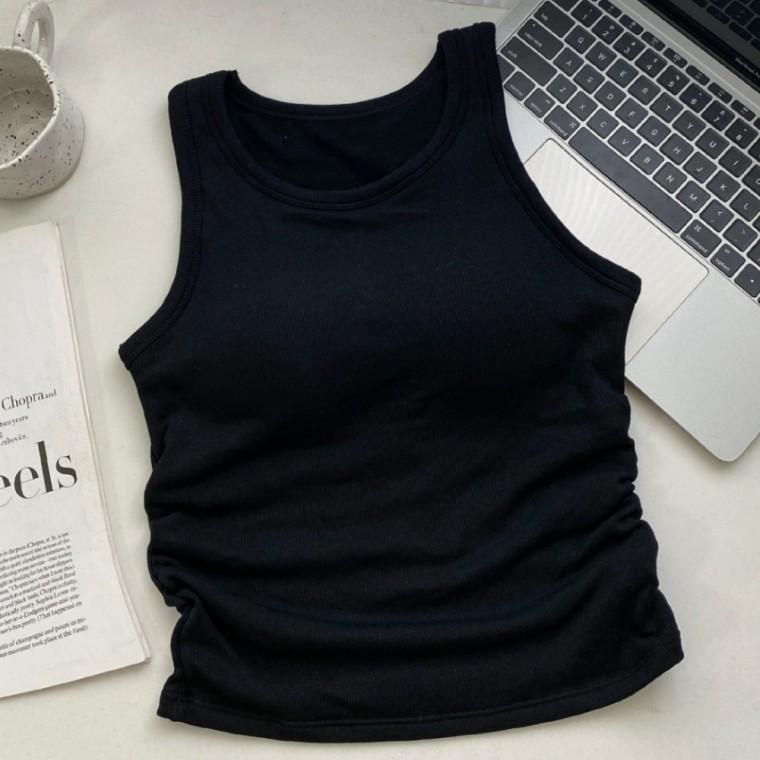 여성 스퀘어넥 나시 베이직 여름 골지 민소매 나시