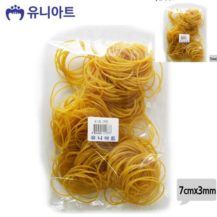 노랑 고무줄 7cmx3mm 헤어머리끈 머리끈고무줄 여성머리끈
