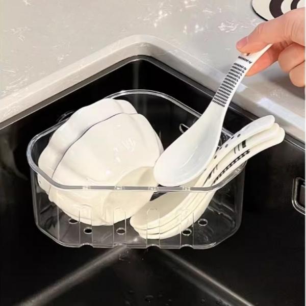 욕실 수납함 투명 정리함 무타공 물빠짐 코너 선반