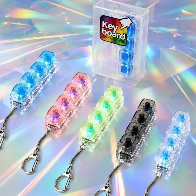 LED 키캡 키링 4구 투명 키보드 딸깍이 클리커 키홀더