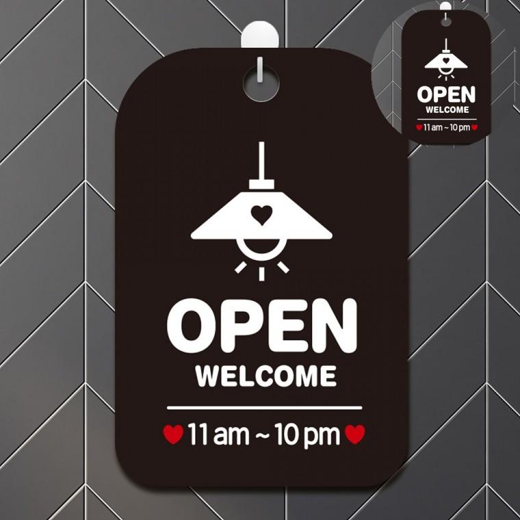 11am-10pm 사각안내판 알림판 블랙 영업시간안내판 영업중안내판 영업중표지판
