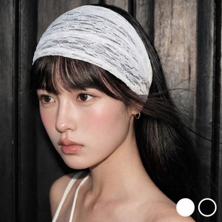 심플 트렌디 레이스 밴딩 와이드 데일리 패션 캐주얼 헤어밴드