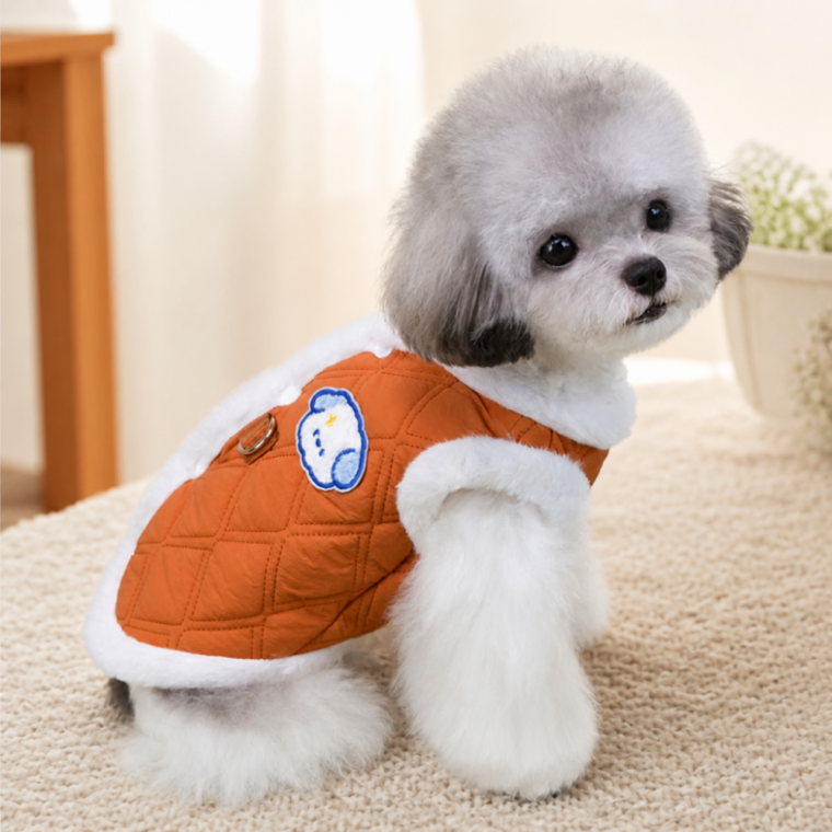 강아지 고양이 반려견 누빔 조끼 할머니 할매 스타일 겨울 패딩 옷