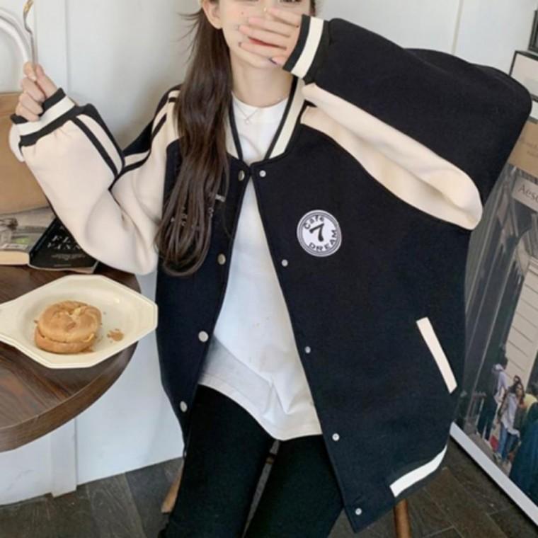 여성 바람막이 오버핏 블루종 바시티 자켓 야구 점퍼