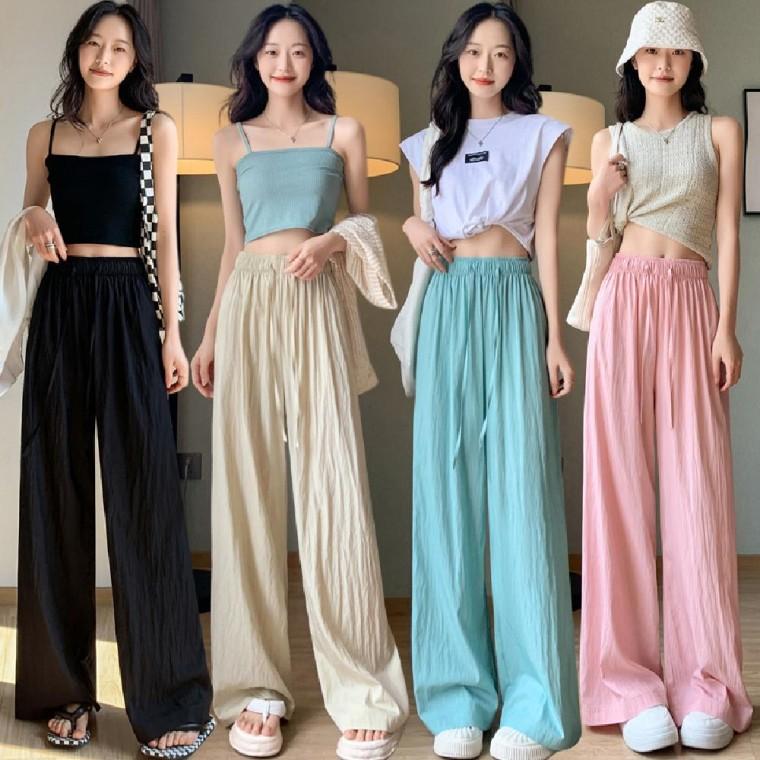 아이스 쿨링 주름 와이드 여자 팬츠 6color 여름 냉감 밴딩 바지 일자 속건