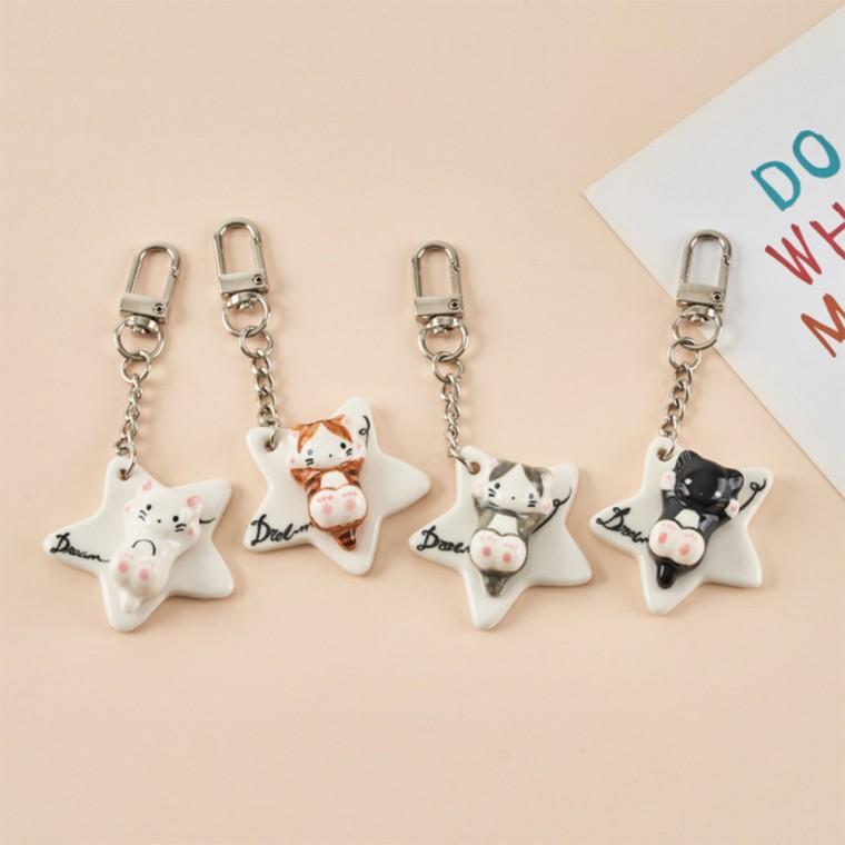 꿈꾸는 고양이 키링 귀여운 키홀더 열쇠고리 냥이 펜던트 행운 부적 가방고리