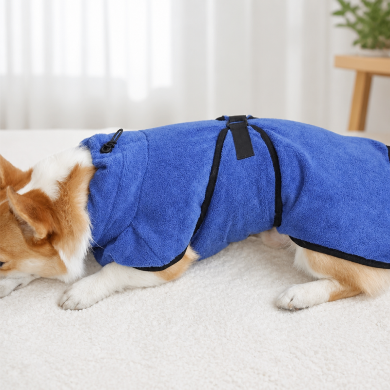 반려동물 목욕 가운 강아지 고양이 극세사 타월 S 그린