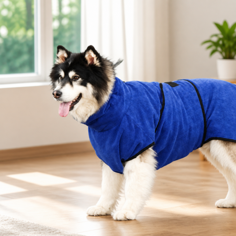 반려동물 목욕 가운 강아지 고양이 타월 샤워 수건 M 그린