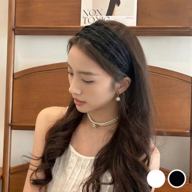 와이드 트렌디 레이스 밴딩 데일리 스타일 패션 캐주얼 헤어밴드