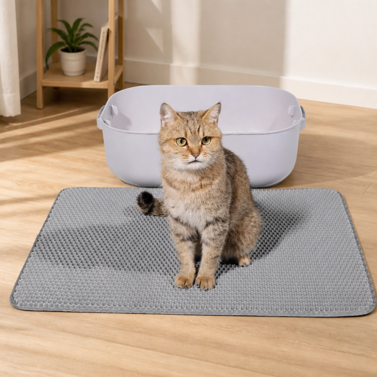 고양이 화장실 모래 포켓형 매트 발판 60x90cm 그레이 EVA 이중구조 패드