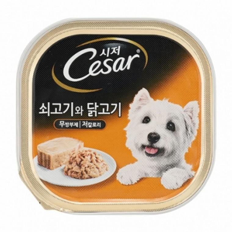 강아지 시저 소고기 닭고기캔 100g 1P 애견 습식 사료