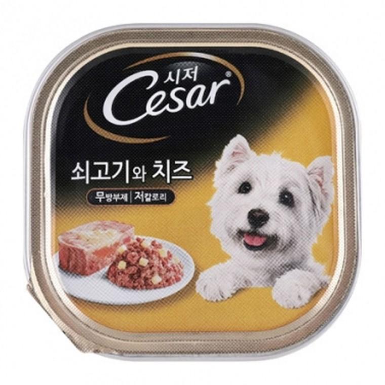 강아지 시저 소고기 치즈캔 100g 1P 애견 습식 사료