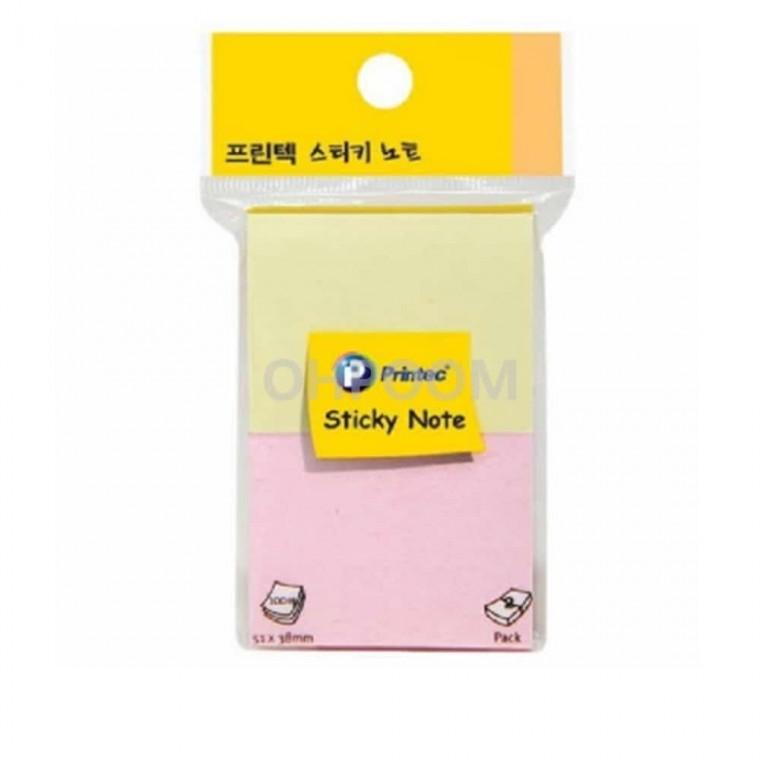 스티키노트 파스텔2색 노랑 핑크 51x38 100매 스티커메모지 대용량팩 점착식메모지