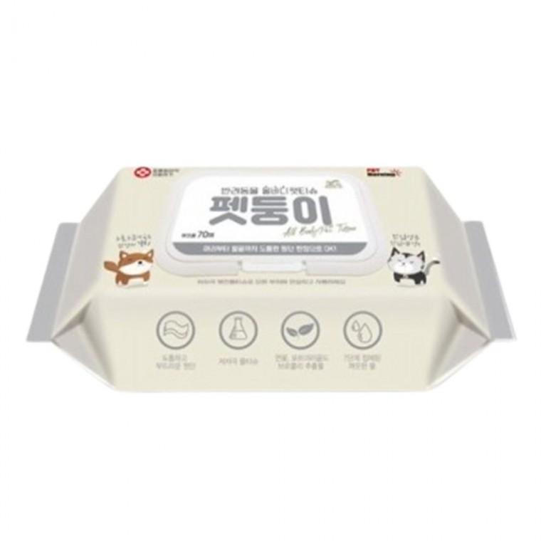 강아지 저자극 올바디 물티슈 70매입 1P 목욕 위생